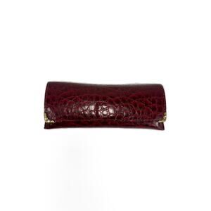 Vintage Accessories - Eye Glasses Case - Embossed Leather - Oxblood Red